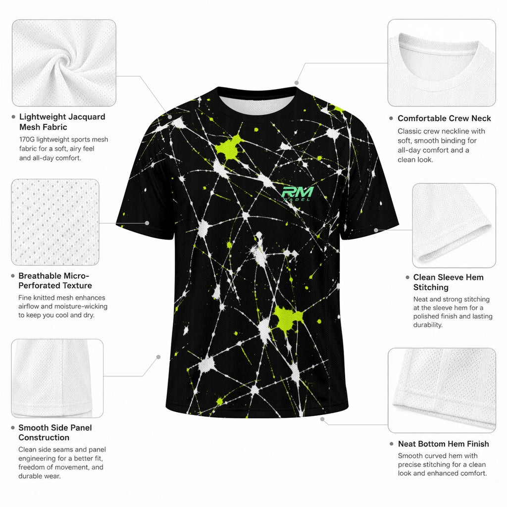 RM PADEL – SHATTER Carbon Black / Mint Lime | Technical Performance Jersey
