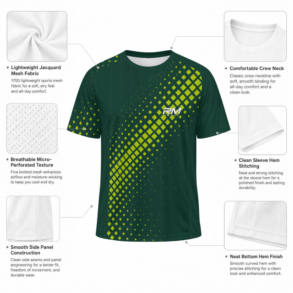 RM PADEL – Pixel Flow Dark Green / Lime | Performance Jersey