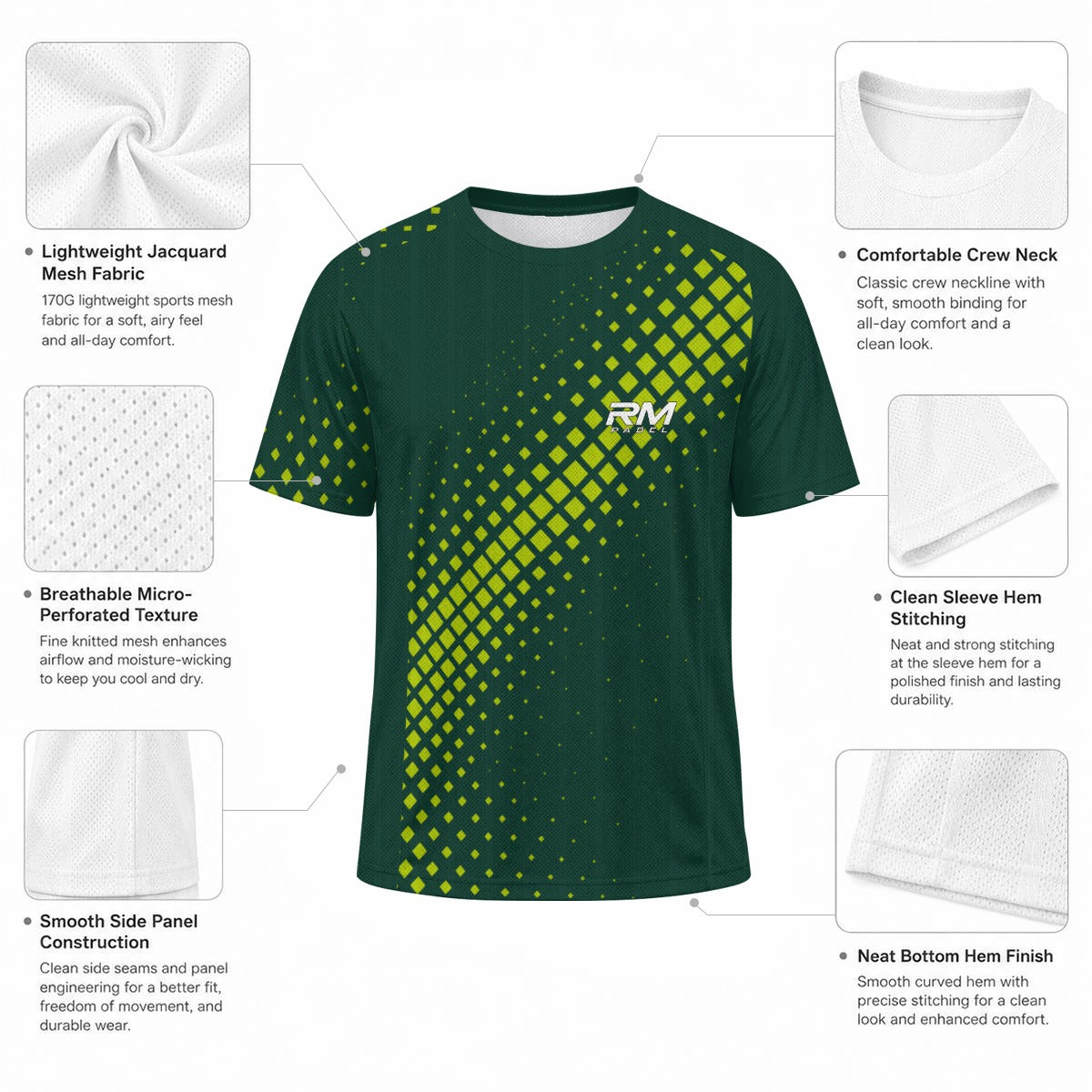RM PADEL – Pixel Flow Dark Green / Lime | Performance Jersey